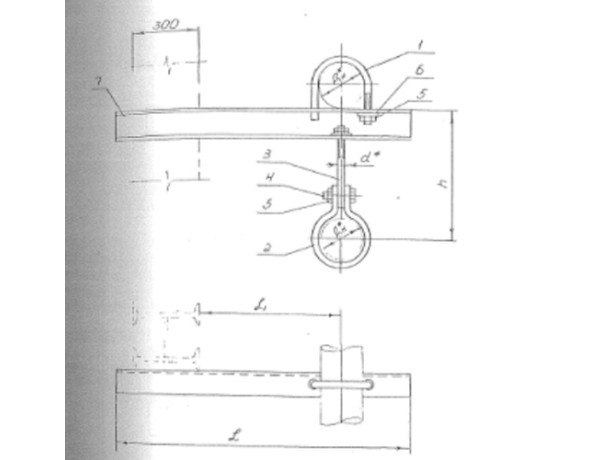 Крепление двух трубопроводов к колонне 157 мм 0312.35.00.000-10 СБ